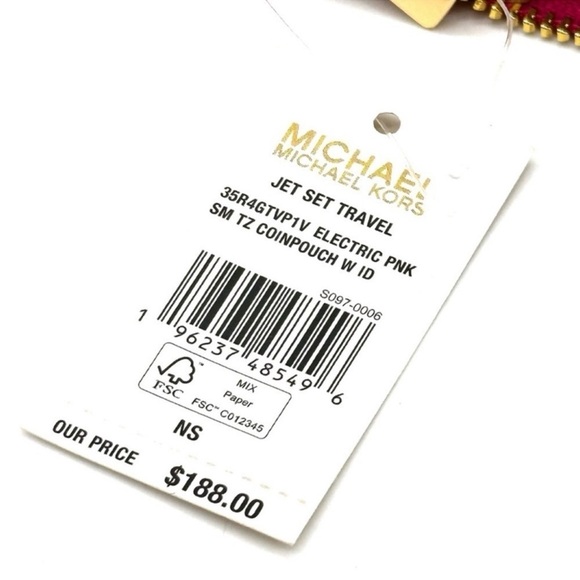 Michael Kors Jet Set Travel Small Top Zip Coin Pouch w ID Holder Electric Pink - Picture 8 of 8